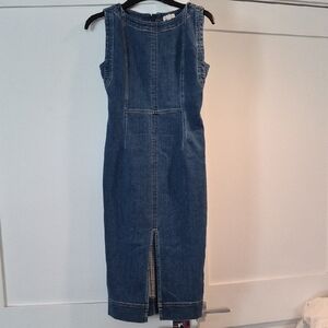 Pilcro Dark Blue Denim Midi Sheath Dress